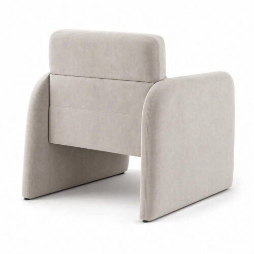 Velvet-Upholstered Lounge Armchair