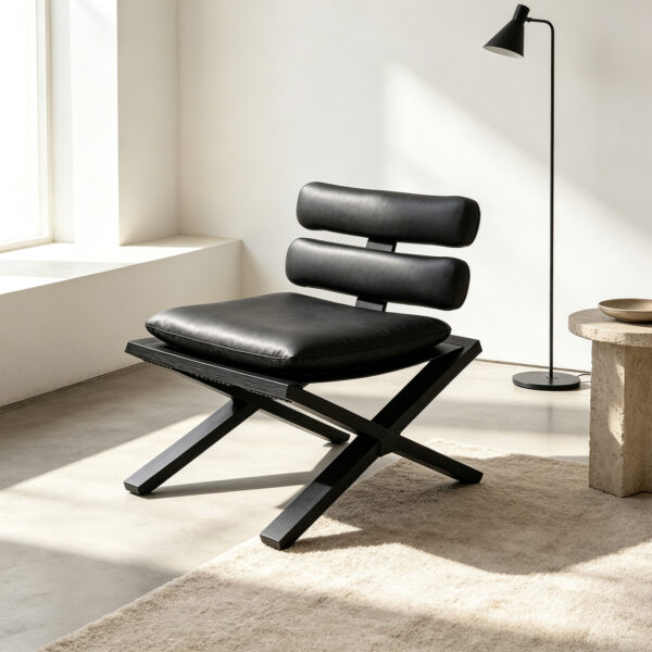 Modern Black Ash Wood Lounge Chair