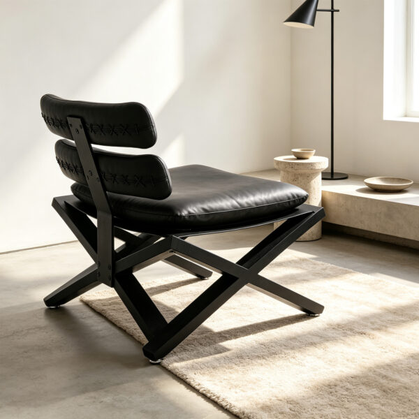 Modern Black Ash Wood Lounge Chair