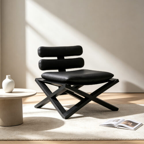 Modern Black Ash Wood Lounge Chair
