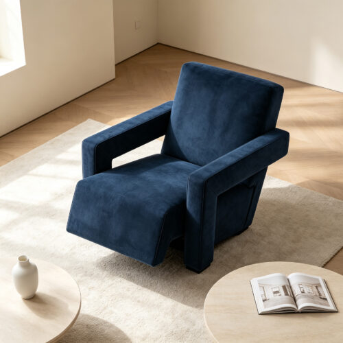 Blue Fabric Lounge Chair