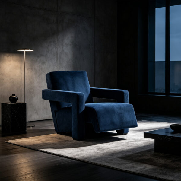 Blue Fabric Lounge Chair