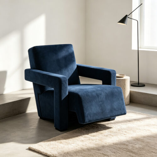 Blue Fabric Lounge Chair
