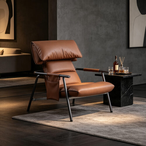 Brown Leather Lounge Chair