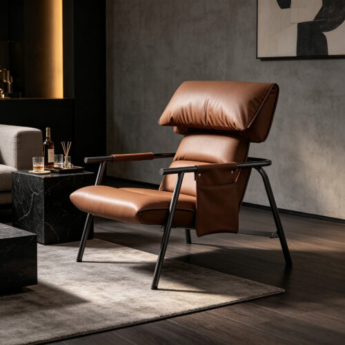 Brown Leather Lounge Chair