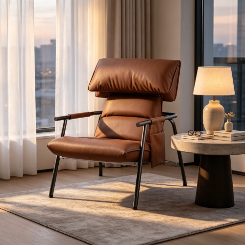 Brown Leather Lounge Chair