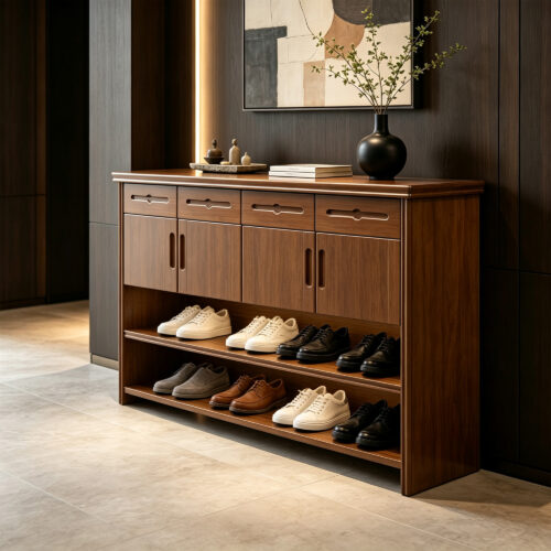 Open Shelf Shoe Storage Cabinet
