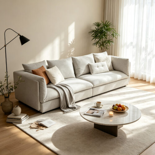White Fabric Modular Sofa