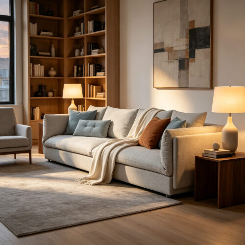 White Fabric Modular Sofa