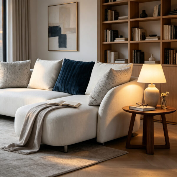 White Fabric Modular Chaise Sofa
