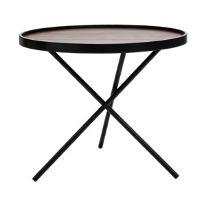 Walnut-Look Cross-Base Side Table