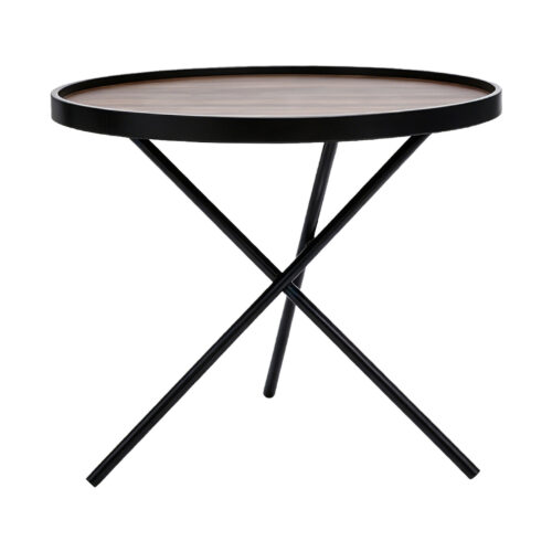 Walnut-Look Cross-Base Side Table