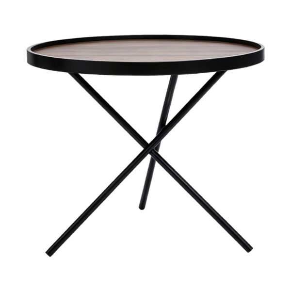 Walnut-Look Cross-Base Side Table