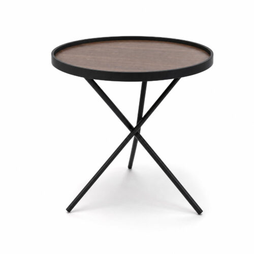 Walnut-Look Cross-Base Side Table