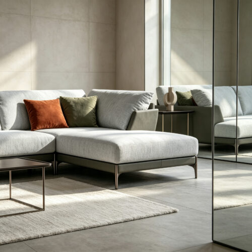 White Fabric Modular L-Shaped Sofa