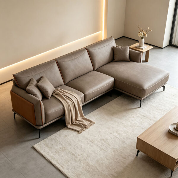 Grey One-Arm Modular Sofa Loveseat