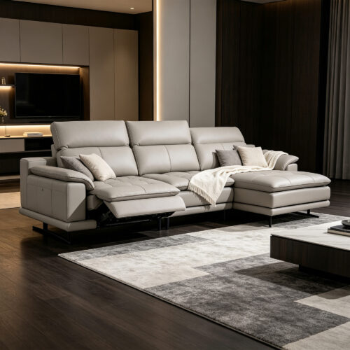 Grey One-Arm Modular Sofa Chair