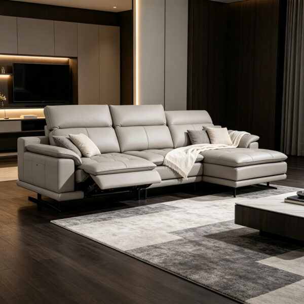 Grey One-Arm Modular Sofa Chair