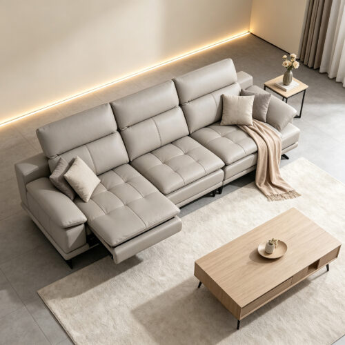 Grey One-Arm Modular Sofa Chair