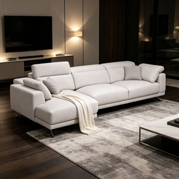 Grey Extendable One-Arm Sofa Module