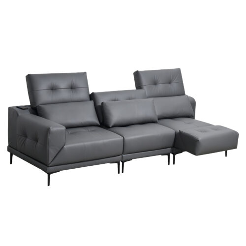 Grey One-Arm Modular Sofa with Rotating Seat