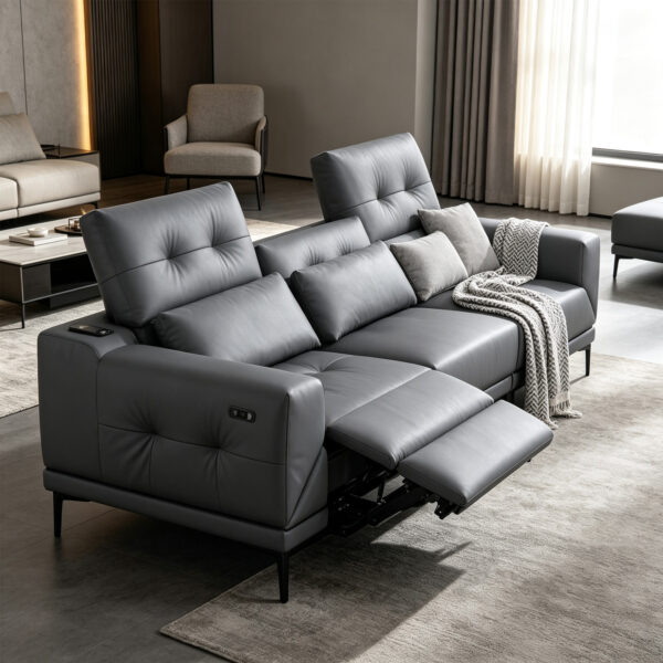 Grey One-Arm Modular Sofa with Rotating Seat