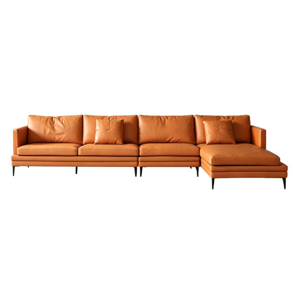 Brown Top-Grain Leather L-Shaped Sofa