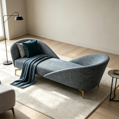 Modern Grey Curved Sofa