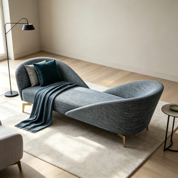 Modern Grey Curved Sofa