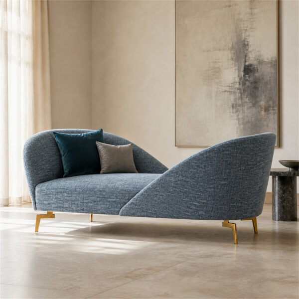 Modern Grey Curved Sofa