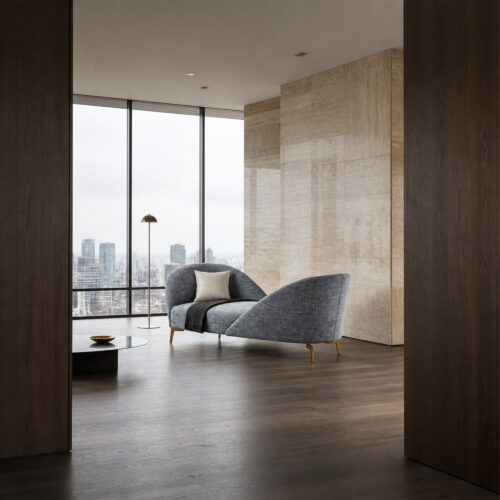 Modern Grey Curved Sofa