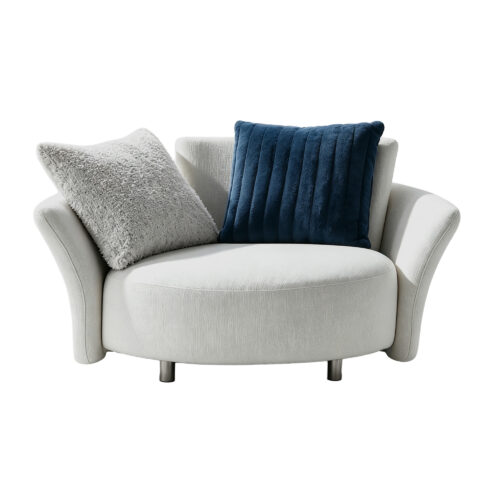 White Fabric Accent Sofa