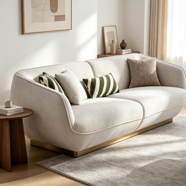 Curved Upholstered Sofa