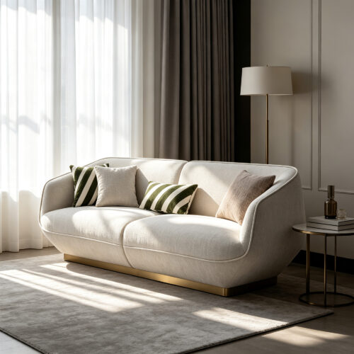 Curved Upholstered Sofa