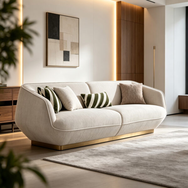 Curved Upholstered Sofa