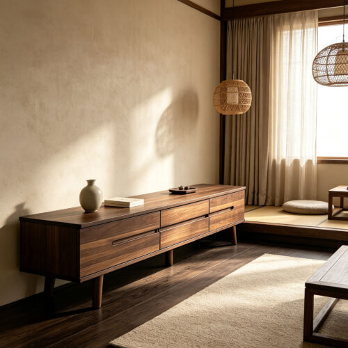 Walnut Drawer TV Console