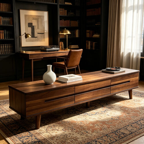 Walnut Drawer TV Console