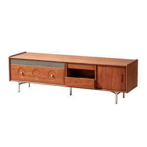 Walnut Sliding-Door TV Console