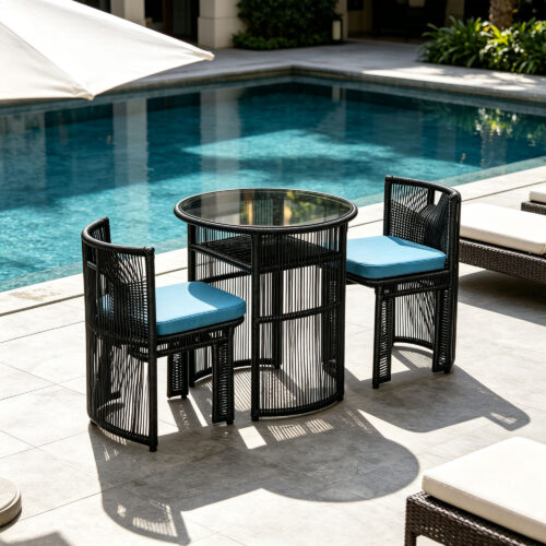 Round Rattan Bistro Set