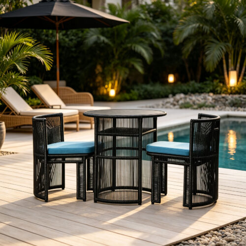Round Rattan Bistro Set
